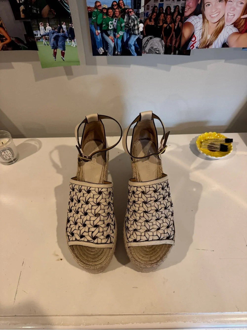 Tory Burch Basketweave Espadrille Wedges